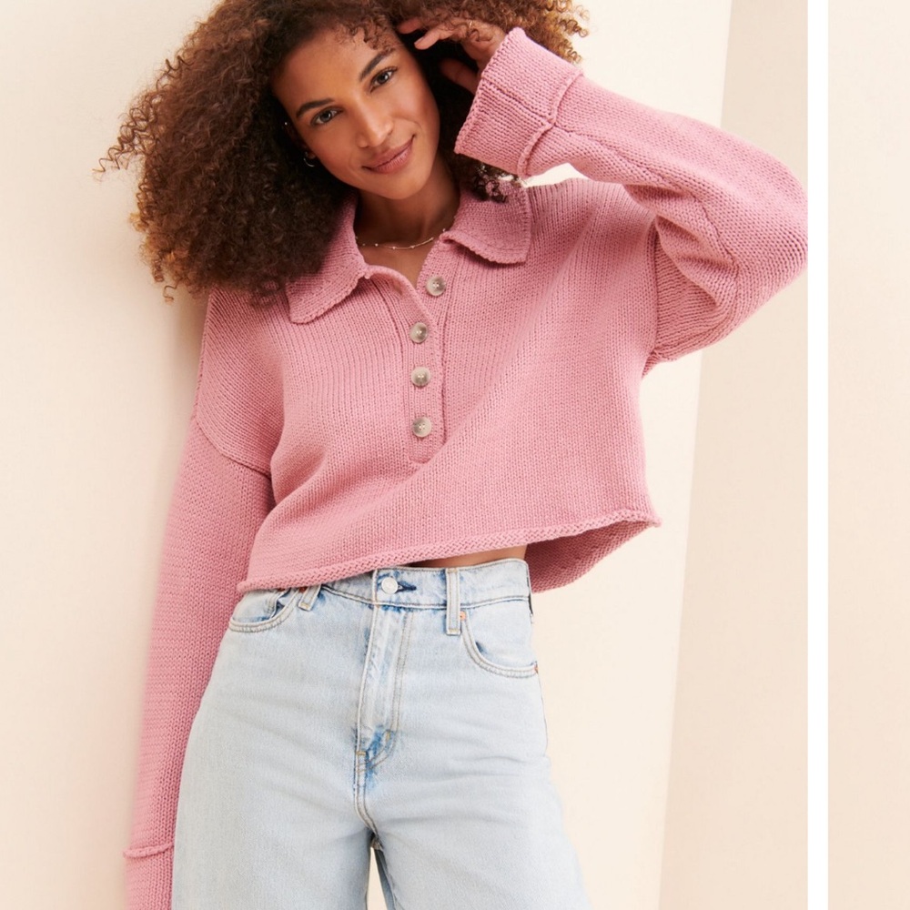 NEVER WORN Show Me Your MuMu Pink Crawford collared Sweater - cropped